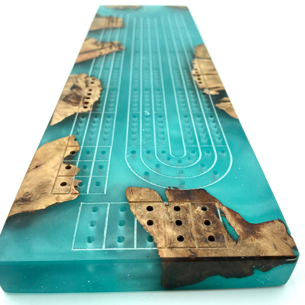 RED GUM BURL + bora bora cribbage board