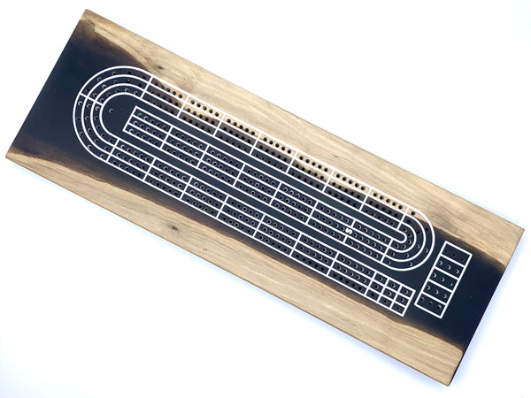 WALNUT + black Cribbage Board with High Contrast Lines