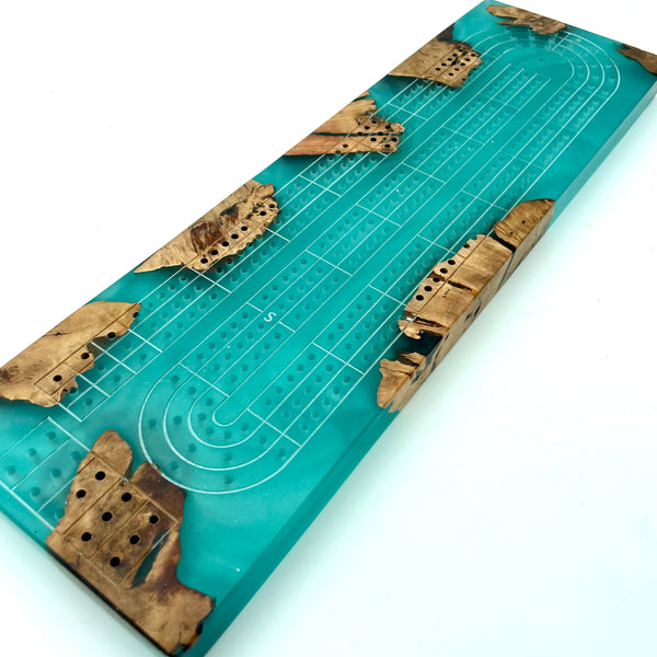 RED GUM BURL + bora bora cribbage board