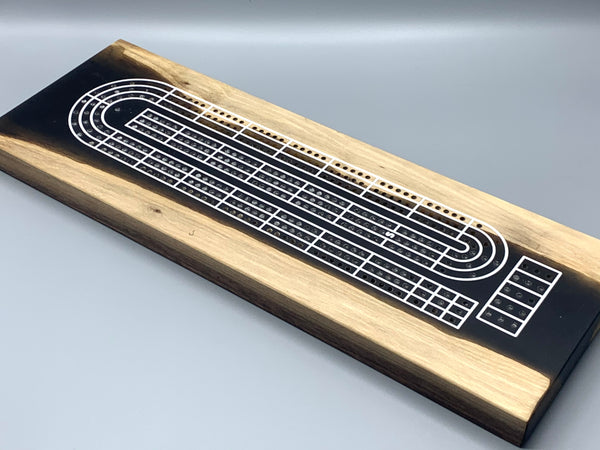 WALNUT + black Cribbage Board with High Contrast Lines