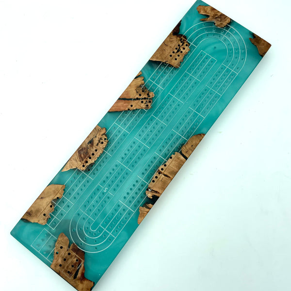 RED GUM BURL + bora bora cribbage board