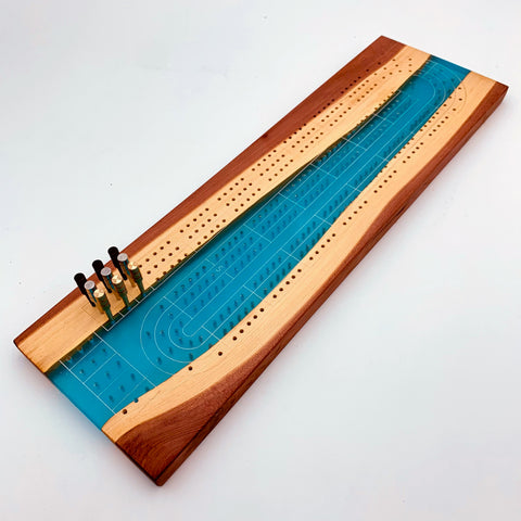 AROMATIC CEDAR + blue cribbage board
