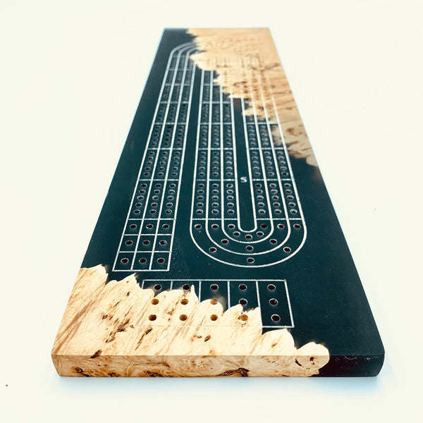 BURL + black cribbage board