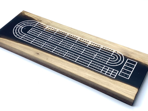 WALNUT + black Cribbage Board with High Contrast Lines